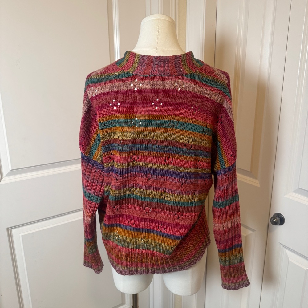 Peruvian Connection Vibrant Striped Cardigan - image 4